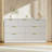 White Fluted Dresser For Bedroom With 7 Drawers, 55" Wide Modern Chest Of Drawers With Metal Handle-2120894436