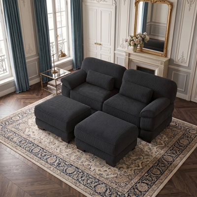 Canapé d'angle modulaire de 194 cm avec pouf, convertible en lit en forme de L pour salon, sans montage, en tissu chenille doux, assise profonde et dossier haut, marron