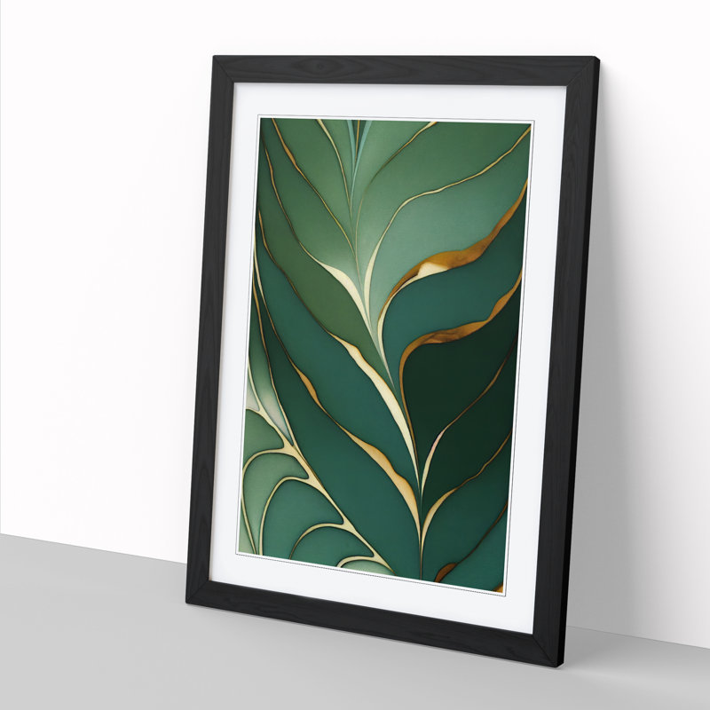 FRM-V0523-1861X Plant Leaf Art Vol.2 - Picture Frame Print, 46cm H x 34cm W x 2cm D, Black