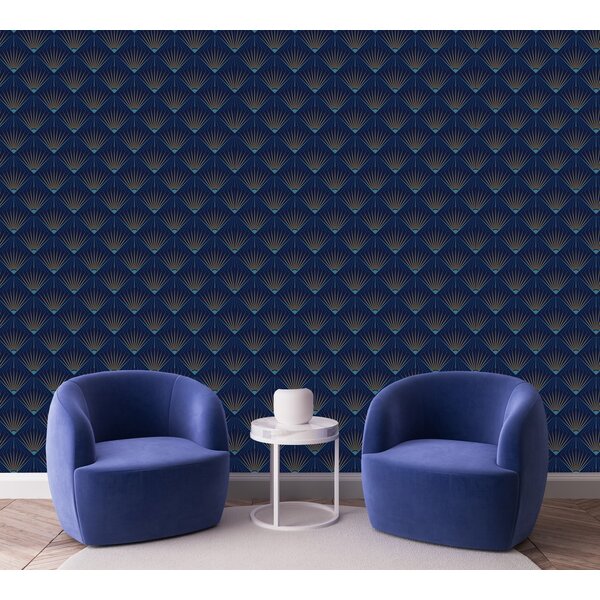 Red Barrel Studio® Dark Blue Design Wallpaper Geometric Tile | Wayfair