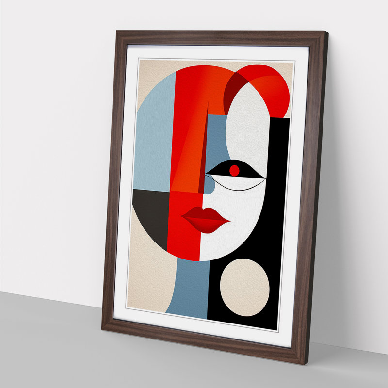 Pablo Picasso Minimalism - Single Picture Frame Print on Wood, 34cm H x 25cm W x 2cm D, Walnut Framed