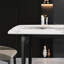 71.65" Rectangular Dining Table - White Sintered Stone With Strong Black Metal Legs, Seats 6-8 Secure Legs For