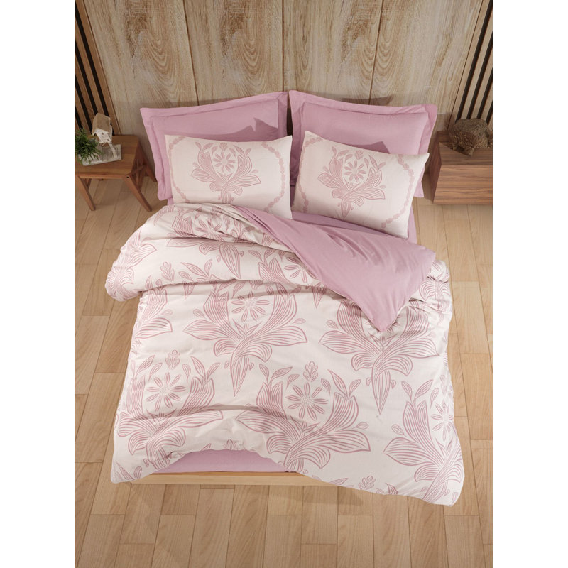 Elegant King Quilt Cover Set (3 Pieces) - Dusty Rose | 65% Cotton & 35% Polyester, 94.5 x 86.6 inches | Machine Washable, 120 Thread Count, Envelope Pillowcase with Button Closure | Soft & Comfortable Bedding