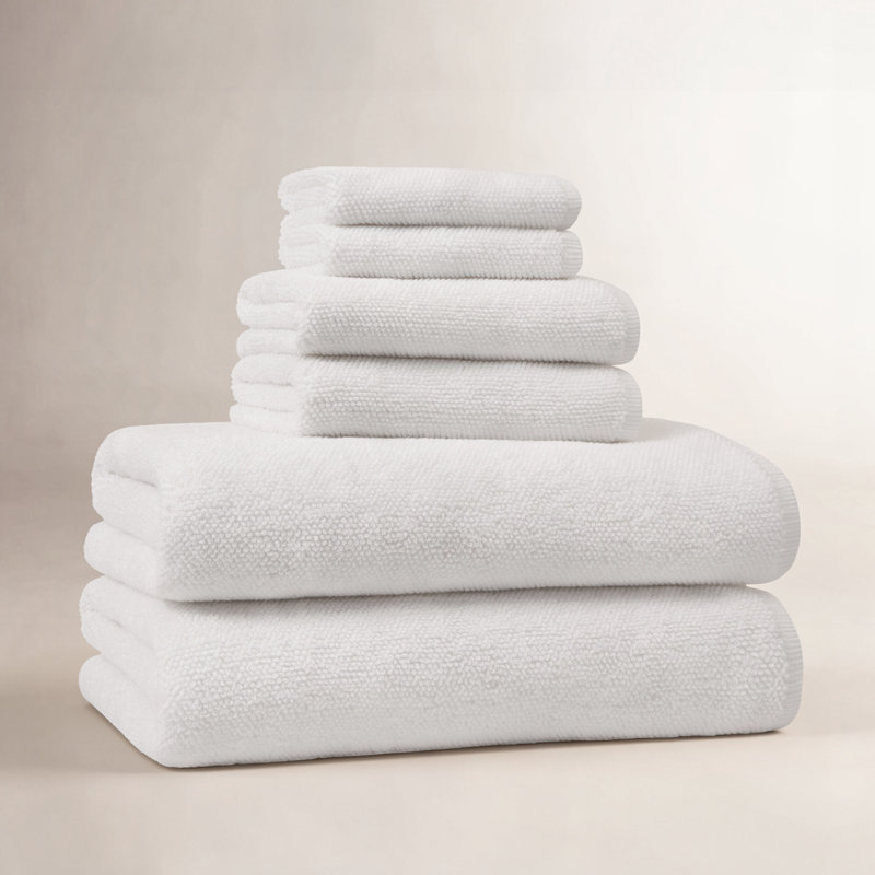 Turkish Cotton Plush Jacquard Bath Towel, White