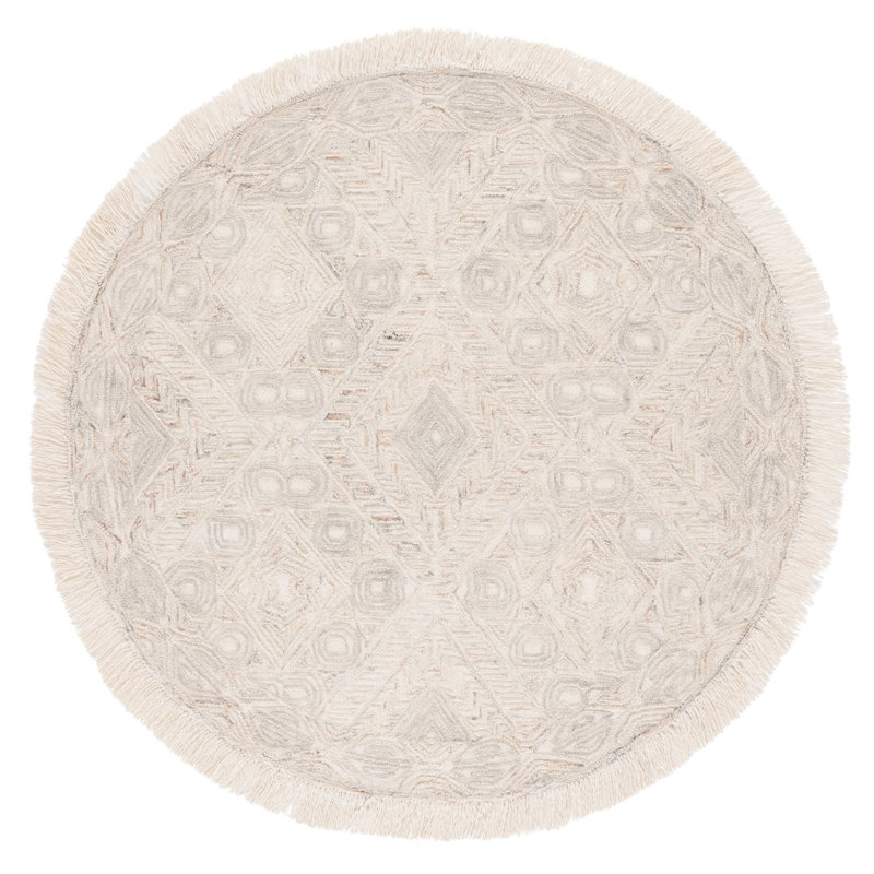 Aaditya Ikat 801 Area Rug In Beige, Round 6'