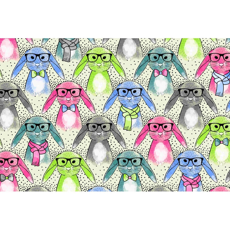 Hipster Bunnies - impression sur toile tendue, H 8 po x l 12 po