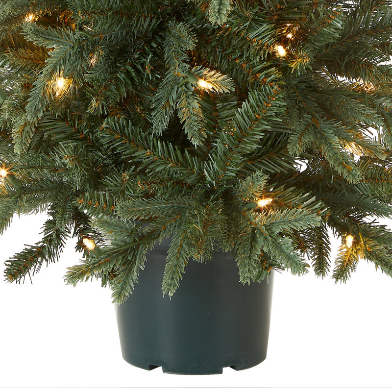 36" H Pre-Lit PVC and PE Potted Artificial Christmas Tree