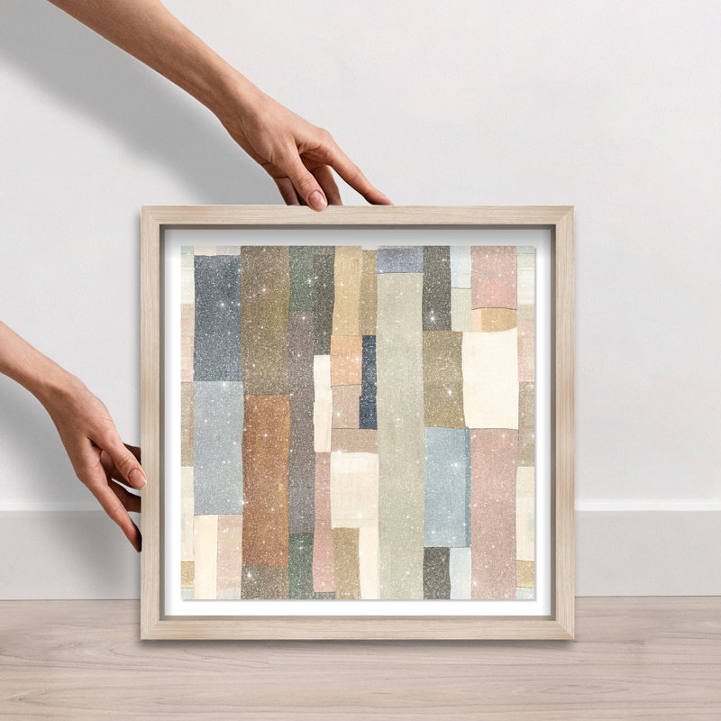 Woven Earthscape Shadowbox Abstract Print by Oliver Gal, Black Frame, 12 x 12, 17.5"H x 17.5"W, Natural Oak Frame