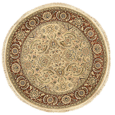 High-Quality Hand-Knotted Beige And Wine Area Rug