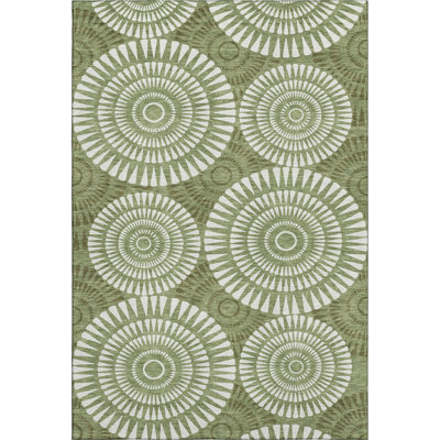 Premium Machine Washable Prisco Green Rug
