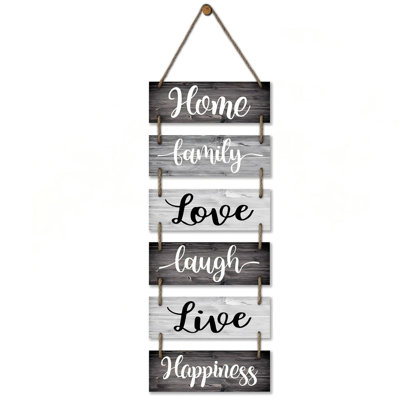 Family Wall Decor Sign 6pcs Collage - Farmhouse Rustic Home Decoration for Living Room Bedroom - Inspirational Large Wall Hanging Plaque 38x12 Inches