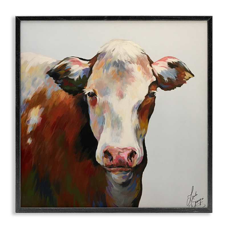 Vache Bessie, Giclée encadrée noir minuit, H 12 po x l 12 po