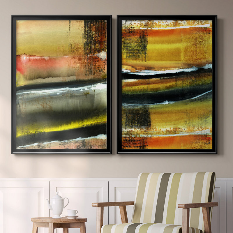 «Desert Night I», ensemble de 2 peintures sur toile encadrées, H 30,5 po x l 42,5 po x P 3 po, Noir
