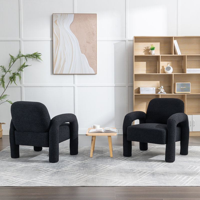 Amrane Upholstered Armchair, Black Polyester