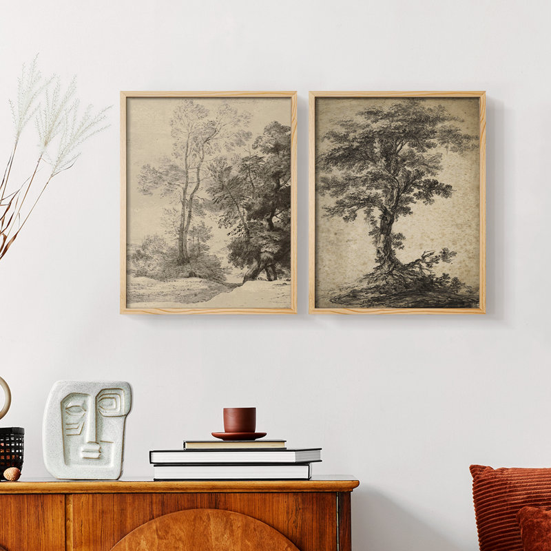 "Croquis rétro I", 2 pièces, Naturel, H 14 po x l 22 po