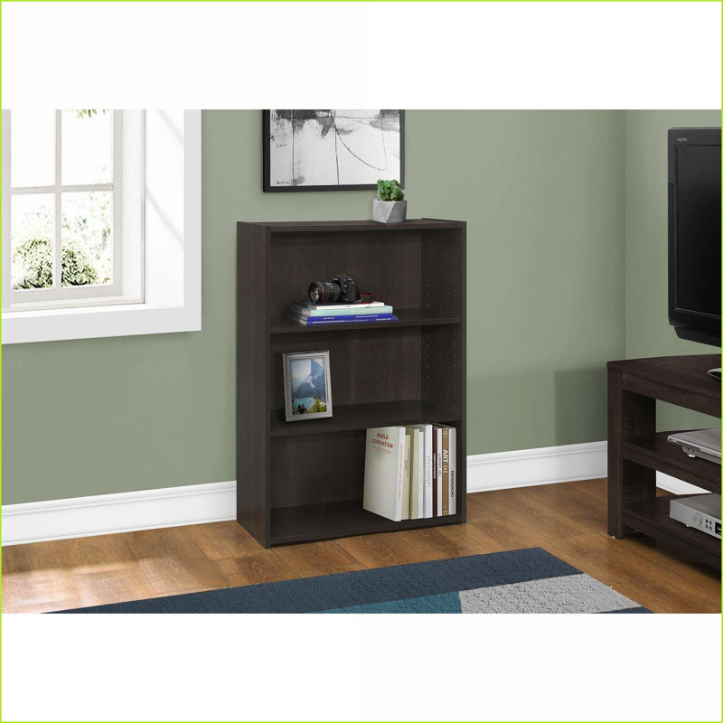 Bookshelf Bookcase 4 Tier 36"H Transitional Dark Brown Finish Adjustable Shelves for Office Bedroom | Espresso | Particle Board