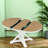 Retro Extendable Dining Table With Butterfly Leaf - Solid Wood Base, Oval/Round Convertible For 6 People-793698448-793698446