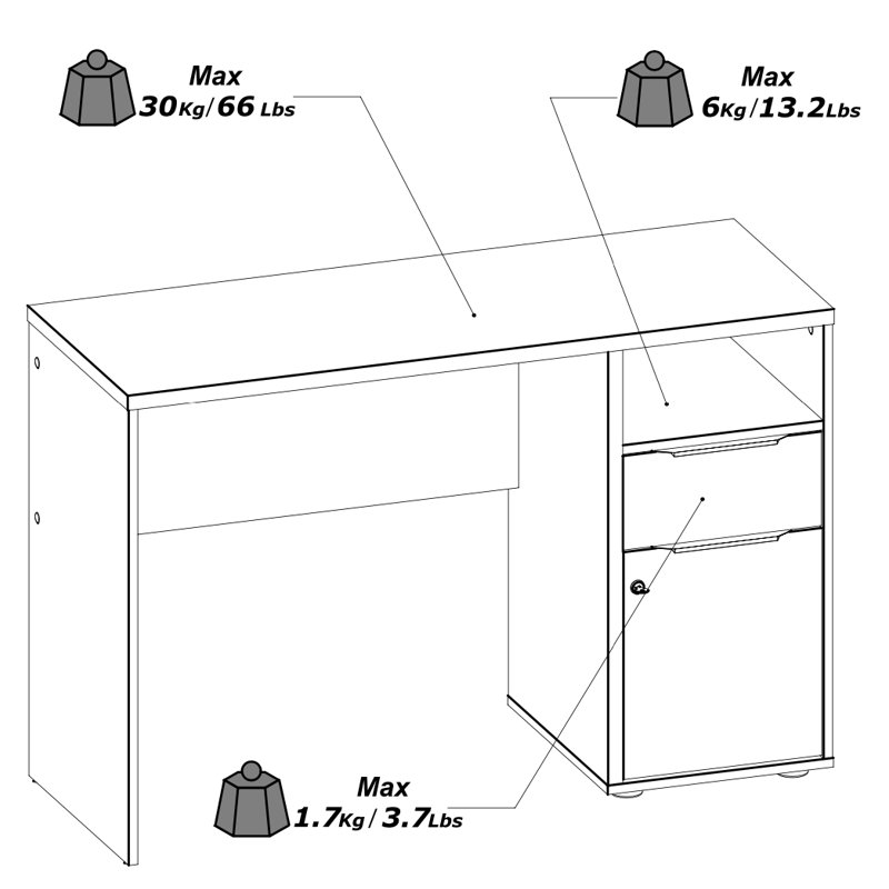 Sameul 116Cm Rectangular Writing Desk with Storage
