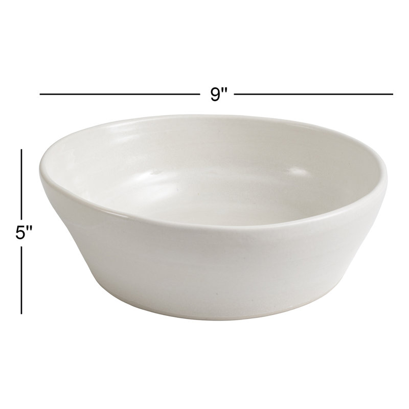 Lena Stoneware Serving Bowl, White