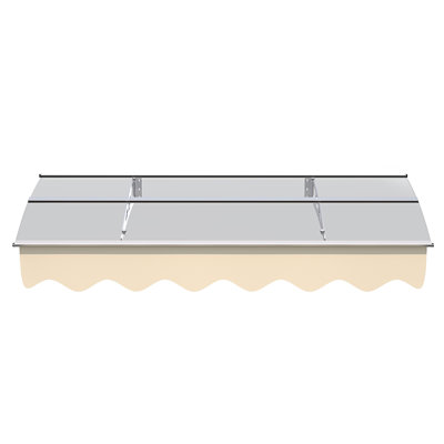 DA5934C Series Door Window Awning Canopy Made Of 0.137Inch Thick Crystal Solid Polycarbonate Sheet And Aluminum Alloy With Valance In Size Of 59" Wide X 34" Deep For Masonry Concrete Wall House Only.