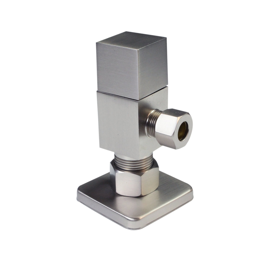 Square Handle 1/4-Turn Angle Stop 1/2" Copper x 3/8" Compression Westbrass 