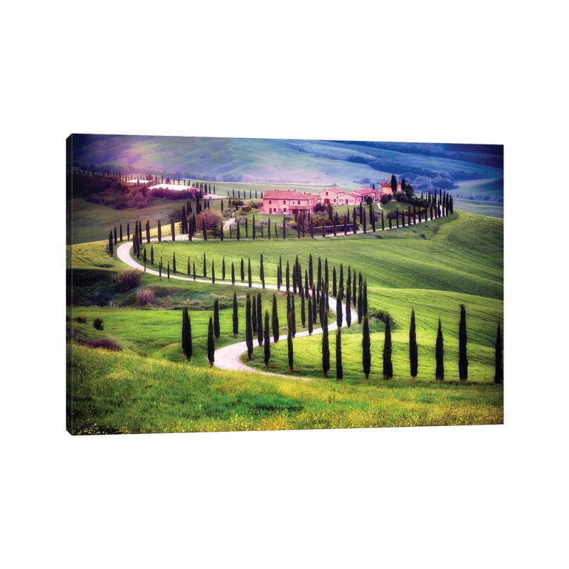 Italy, Tuscany, Val D'Orcia. Farm Landscape. 1 Piece Wrapped Canvas Wall Art, 30.48cm H x 45.72cm W x 1.91cm D