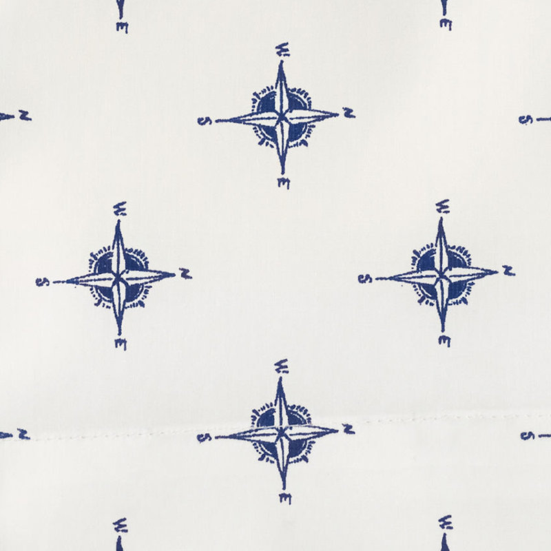 Full Blue Compass Print Percale Cotton Sheet Set