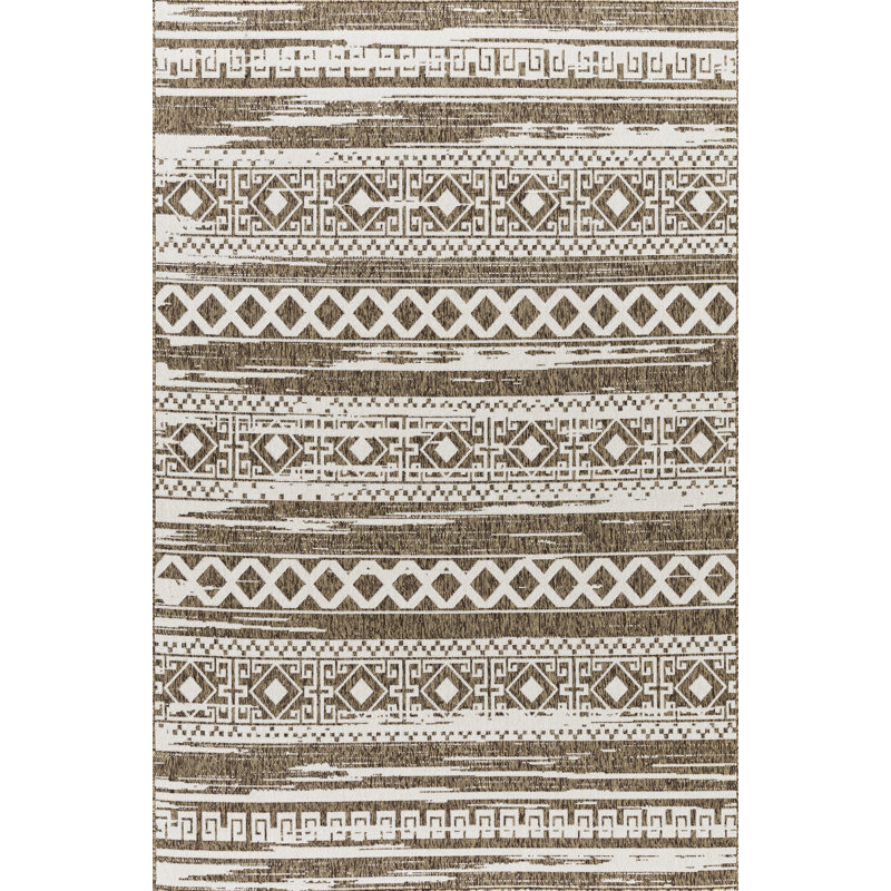 Tapis intérieur / extérieur brun Pedersen, Rectangle 5 pi 3 po x 7 pi 7 po