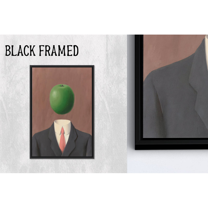«Apple Head Man», art mural sur toile, 1P, encadré noir, H: 17,8 po x l: 13,8 po