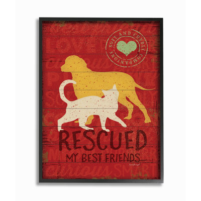 " Rescued My Best Friend Dog And Cat Silhouette " by Jennifer Pugh