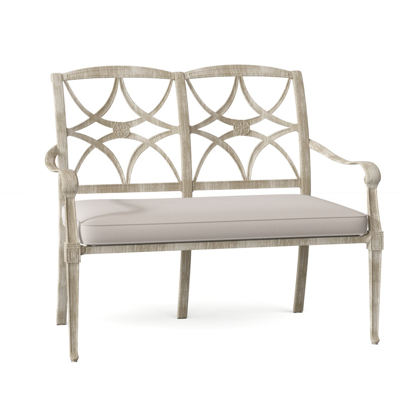 Wiltshire Outdoor Bench, Weathered White, Canvas Spa Sunbrella® Canvas