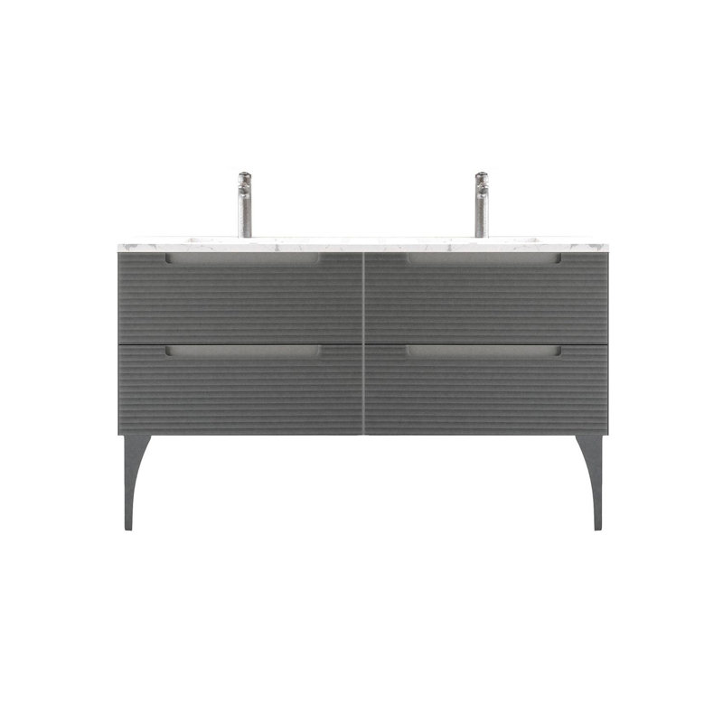 Ensemble de meuble-lavabo double 64 po Ariyannah, Cendres