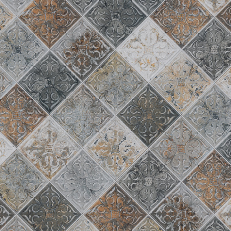 Antigua Lis 13" x 13" Straight Edge Porcelain Metal Look Wall Tile, Gray