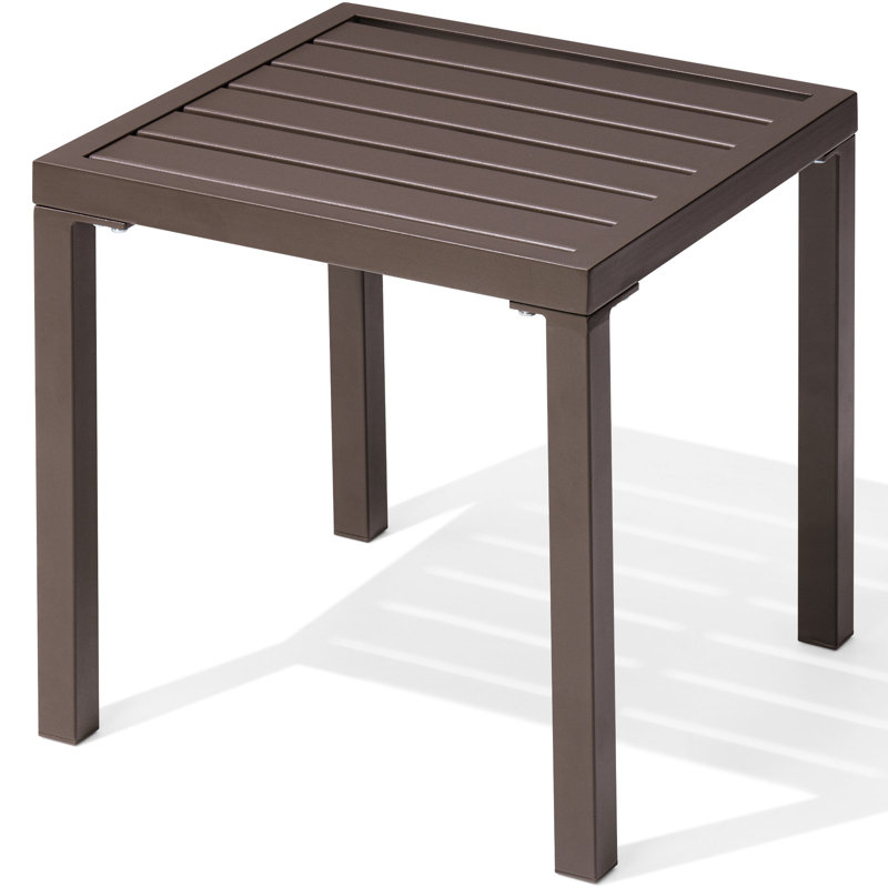 Outdoor Metal Square Side Table, Brown