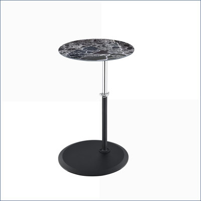 Table basse en marbre noir à hauteur réglable de 15,5 po Orbit pour le salon, compacte et polyvalente