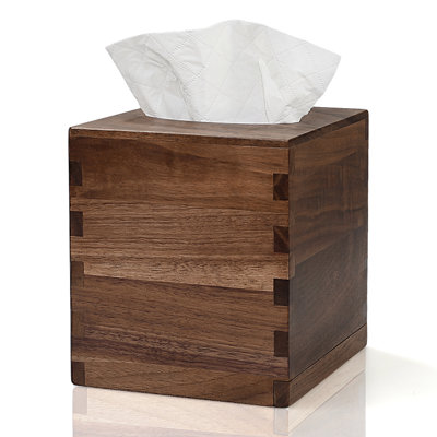 Solid Black Walnut Tissue Box Cover – Mortise & Tenon, Fits Standard Cube, Handcrafted Tabletop Decor