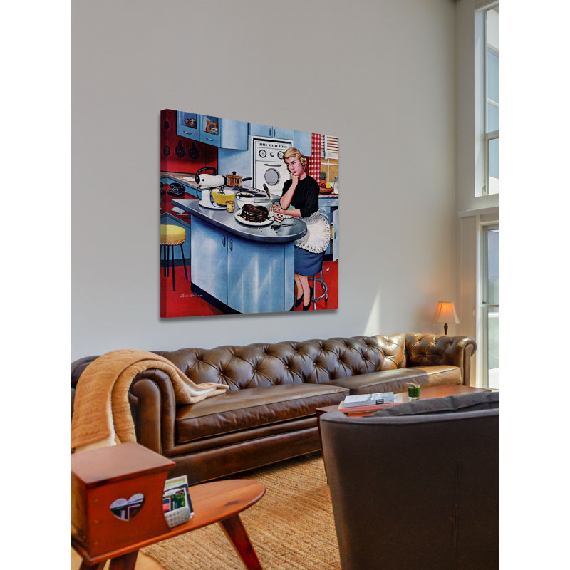 "first gâteau" par stevan dohanos, reproduction d’art sur toile tendue, H 48 po x l 48 po