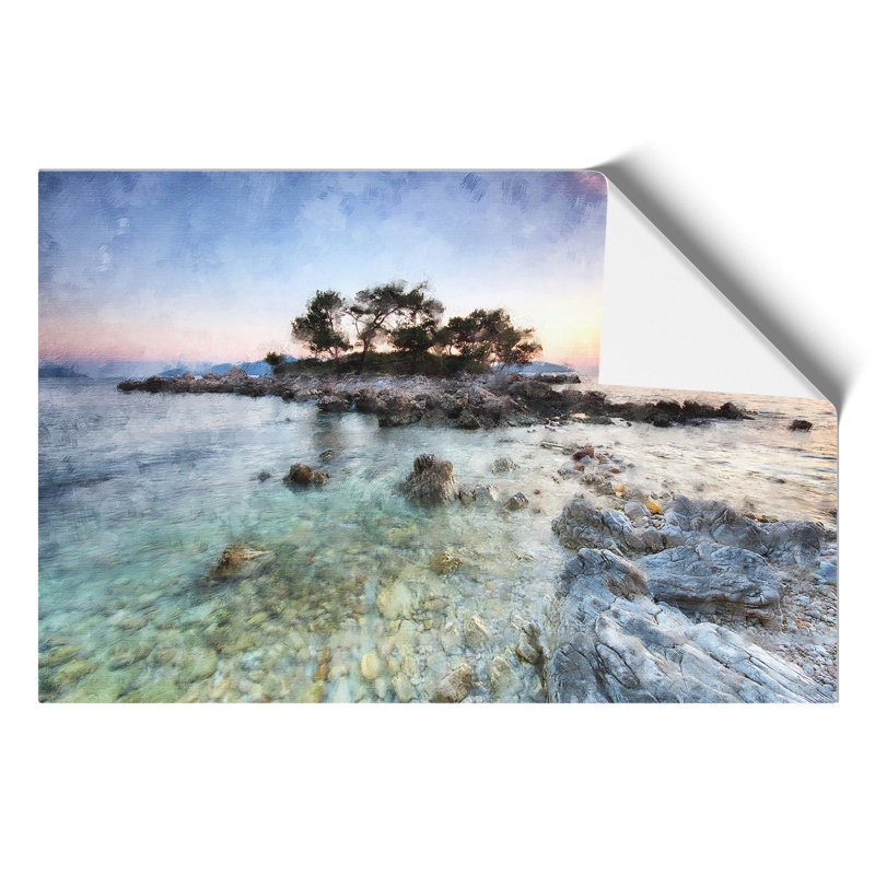 Rocky Island Painting - Frameless Print, 21cm H x 30cm W x 0.1cm D