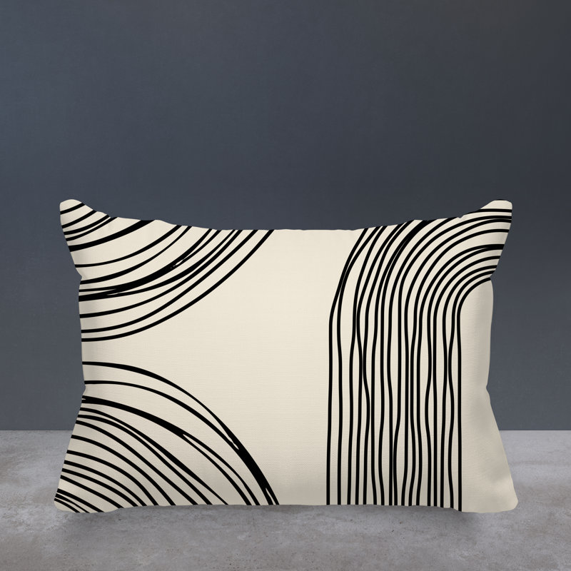 Cassie Abstract Outdoor Reversible Throw Pillow, Cream, 18"H x 25"W