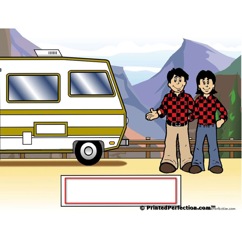 Personalized Name That Toon RV Couple Rhinestone Bordered Key Chain, Yes