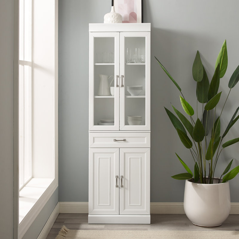 Casner 78'' Kitchen Pantry, White, Brushed Nickel