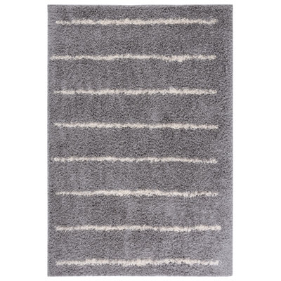 Tapis rayé gris / ivoire Kalajah