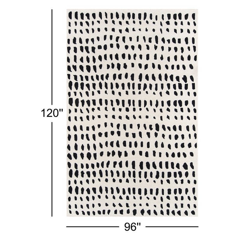 Dey Wool Geometric Area Rug in Off-White, Rectangle 8' x 10'