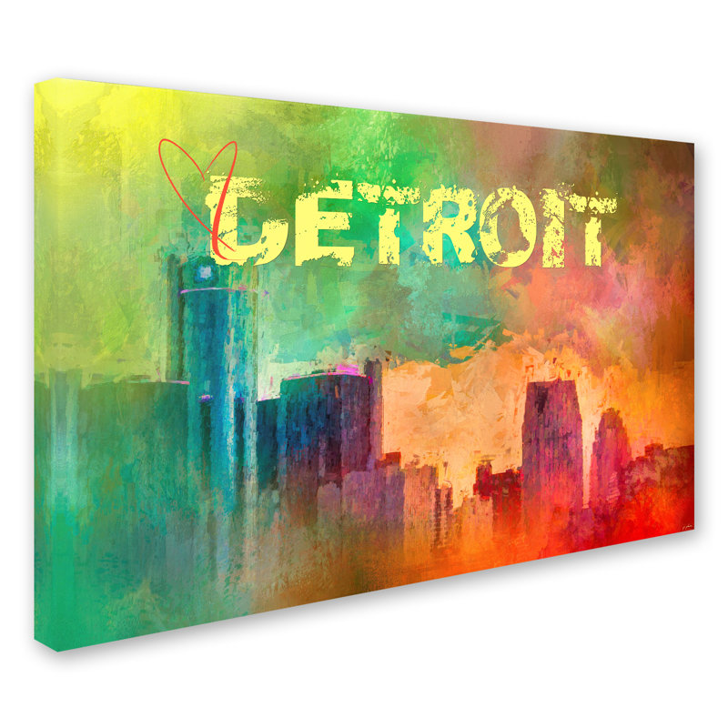 Vidur «Sendre Love to Detroit», reproduction d'impression sur toile tendue, 16 po x 24 po