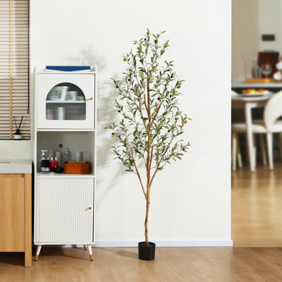 Adcock Artificial Olive Tree Tree in Pot with Realistic Leaves and Natural Trunk