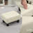 Ottoman Foot Rest, Small Foot Stool with Linen Fabric Upholstery and Plastic Legs, Cube Ottoman for Living Room-31207533