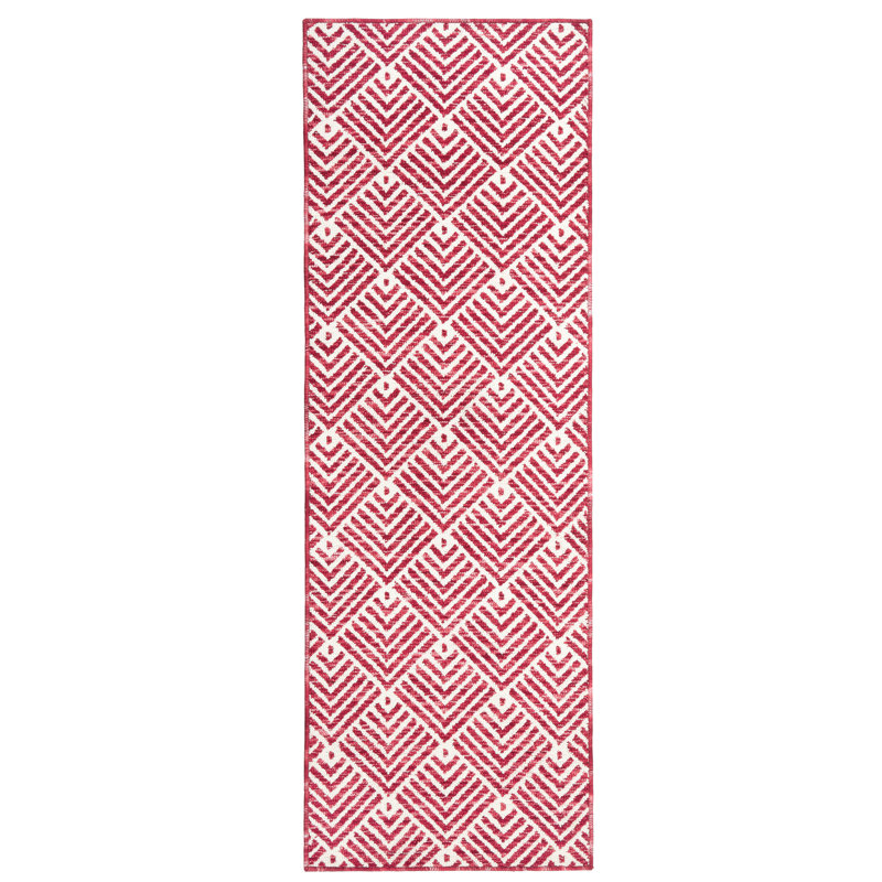 TOWN & COUNTRY EVERYDAY Walker Modern Stripe Everwash Non-Slip Backing Kitchen Mat, Red, Runner 2' x 6'
