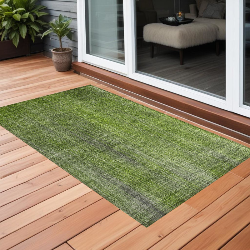 Tapis extérieur lavable antidérapant à rayures vertes 2 pi x 3 pi