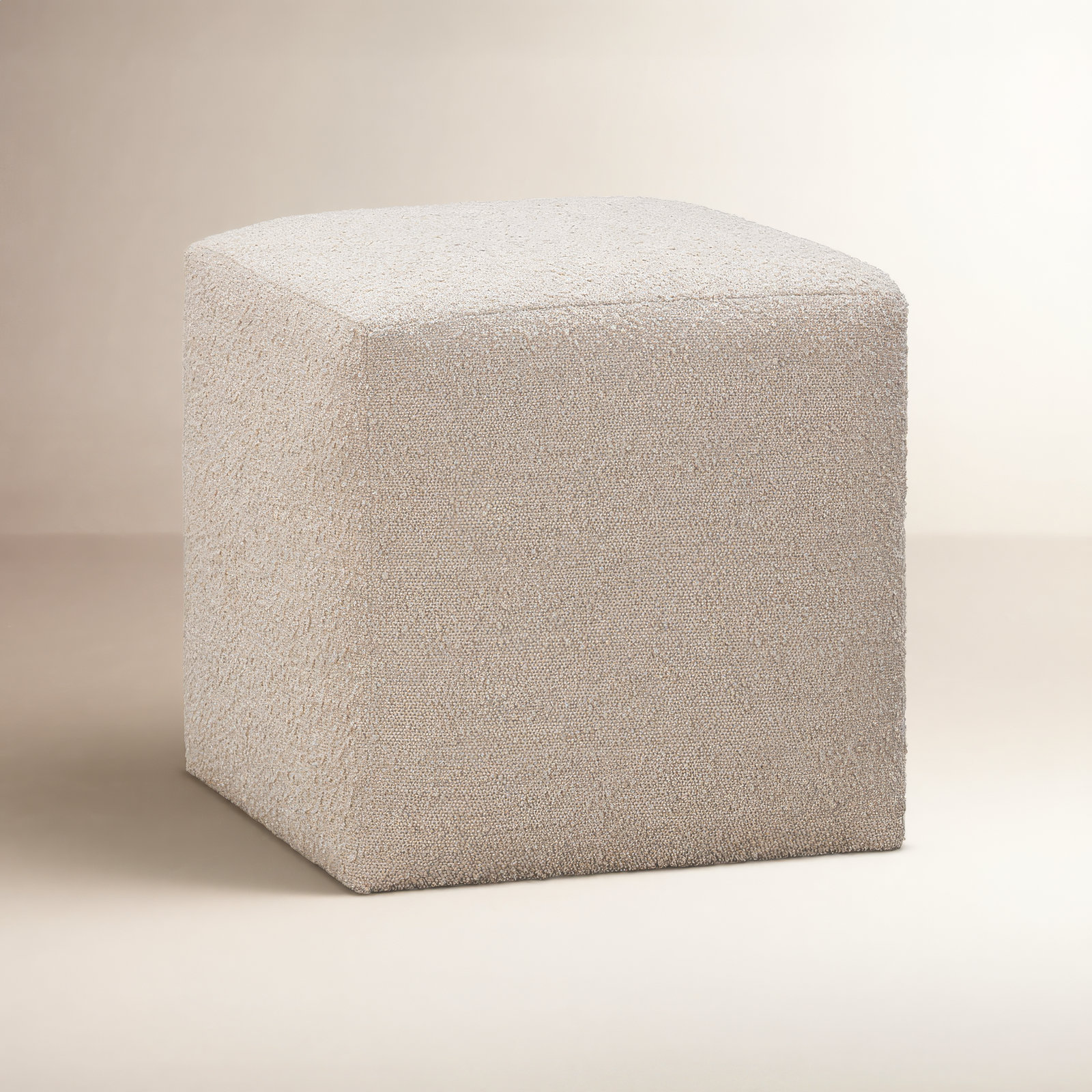 Morenci 18" Square Upholstered Ottoman, Dune Bouclé