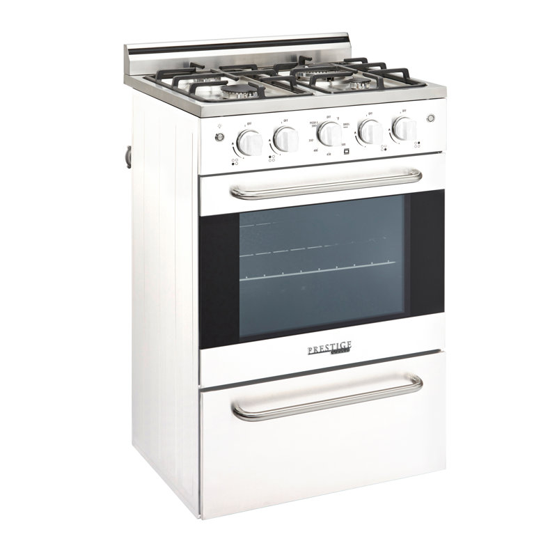 Prestige 23.5" 4 burner 2.3 cu. ft. Freestanding Gas Range with Convection Oven, white